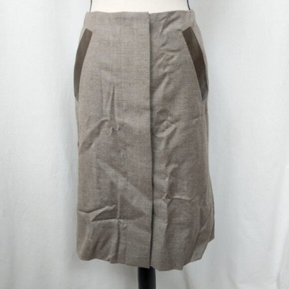 Escada Wool Cashmere Front Zipper Pencil Skirt 34